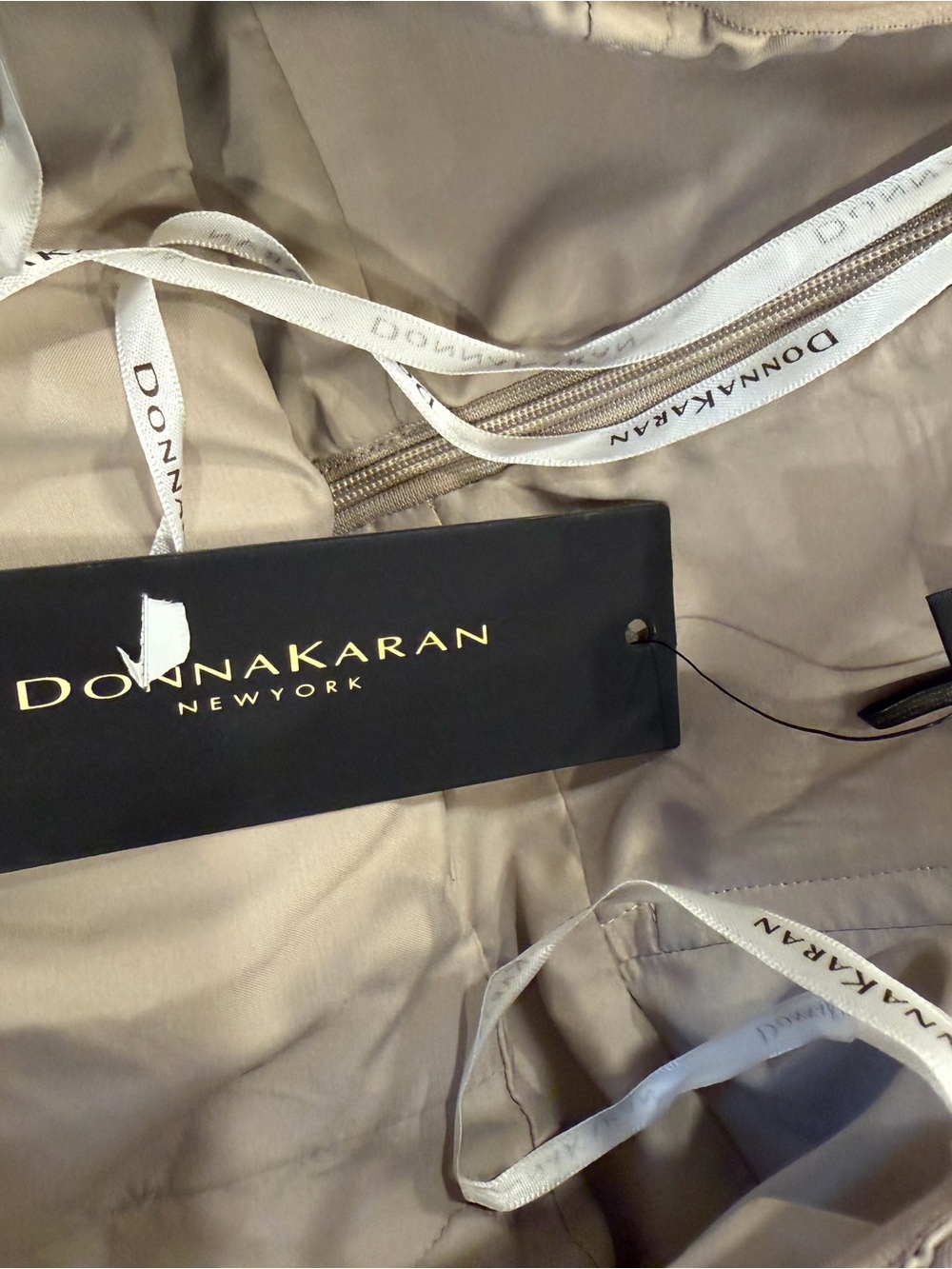 Donna Karan Taupe Strapless Draped Evening Gown, Size 12 - Picture 10 of 11